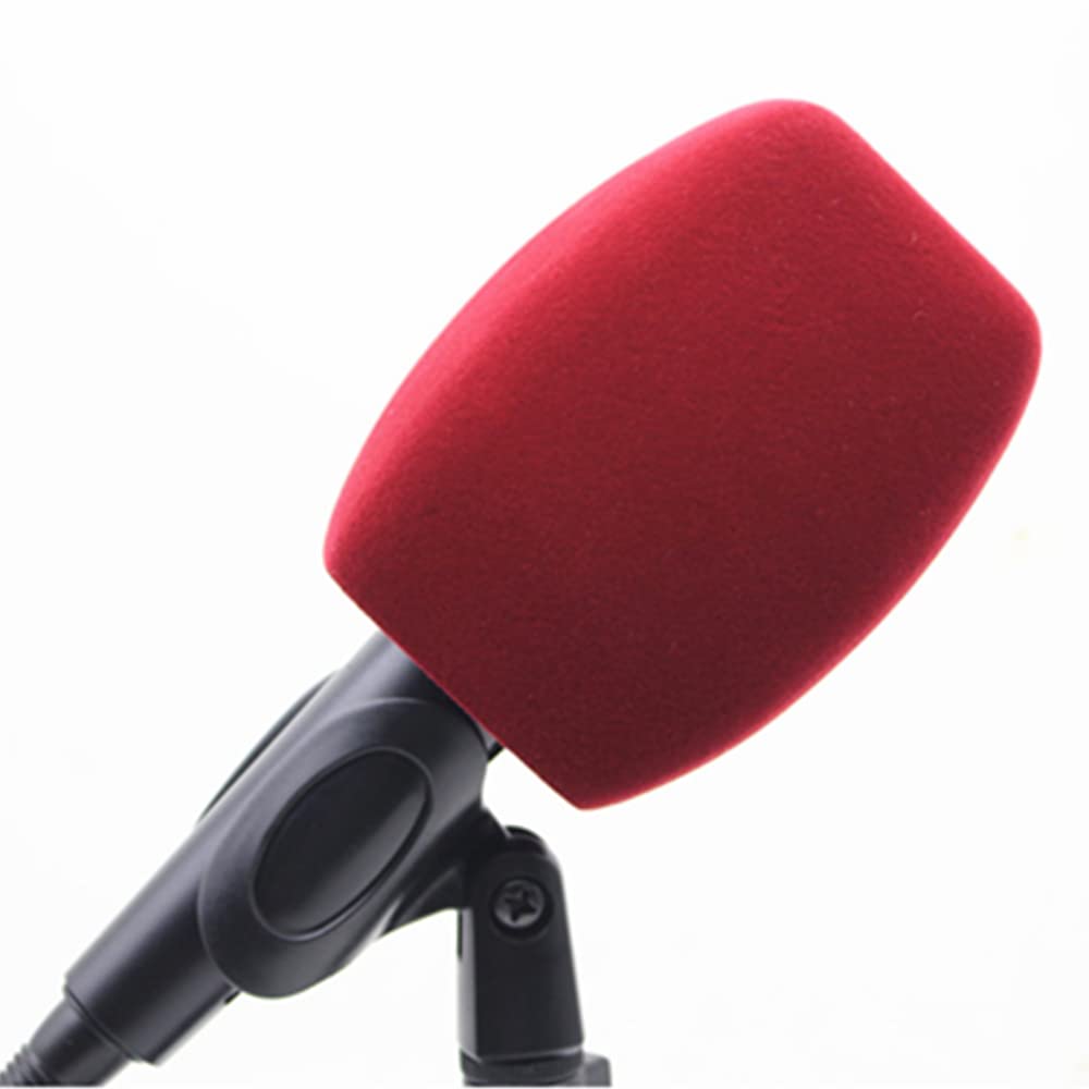 Hxstaald Flocked Mic Foam Windscreen Handheld Microphone Covers Large Mic Foam Pop Filters for TV Interview,radio,media Broadcast Microphones (Square