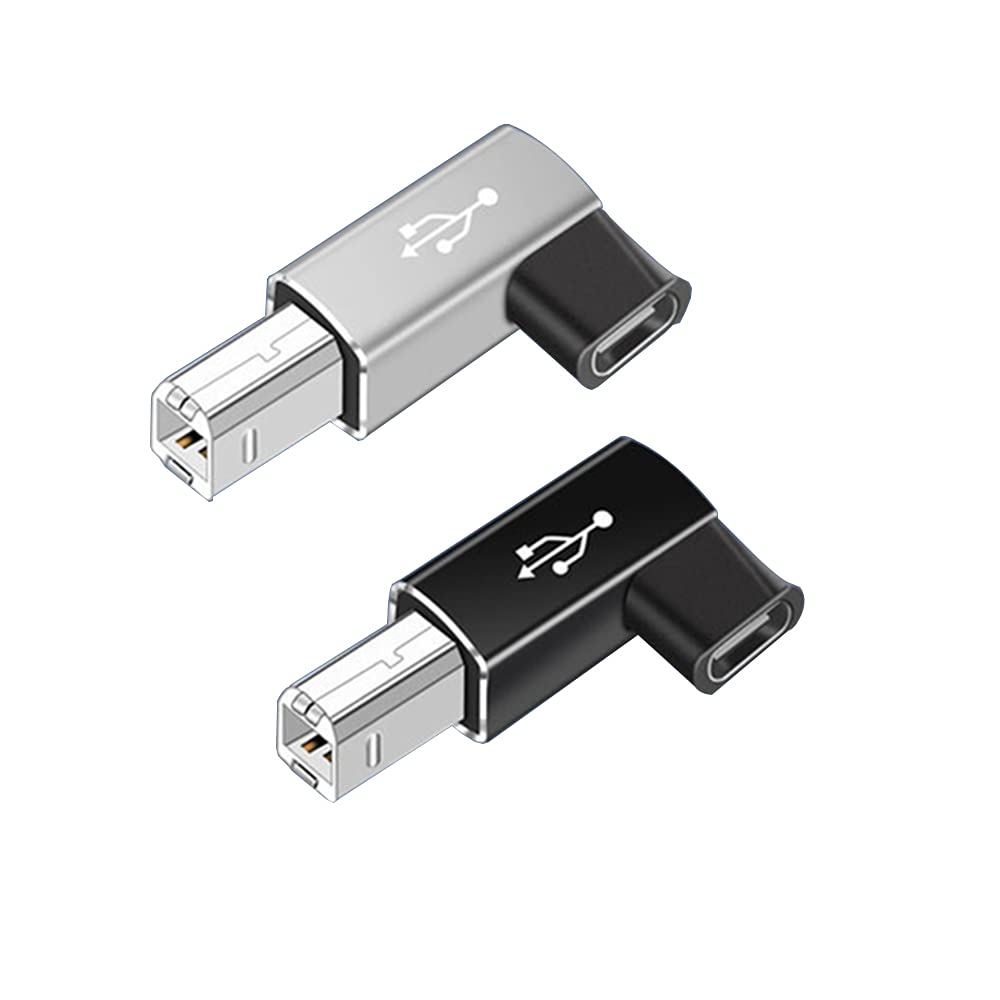 rgzhihuifz USB C Female to Midi 90 Degree Adapter, 2Pack Female USB C to Male USB B Printer Adapter, Compatible with Printers, MIDI, Eectric Pianos…