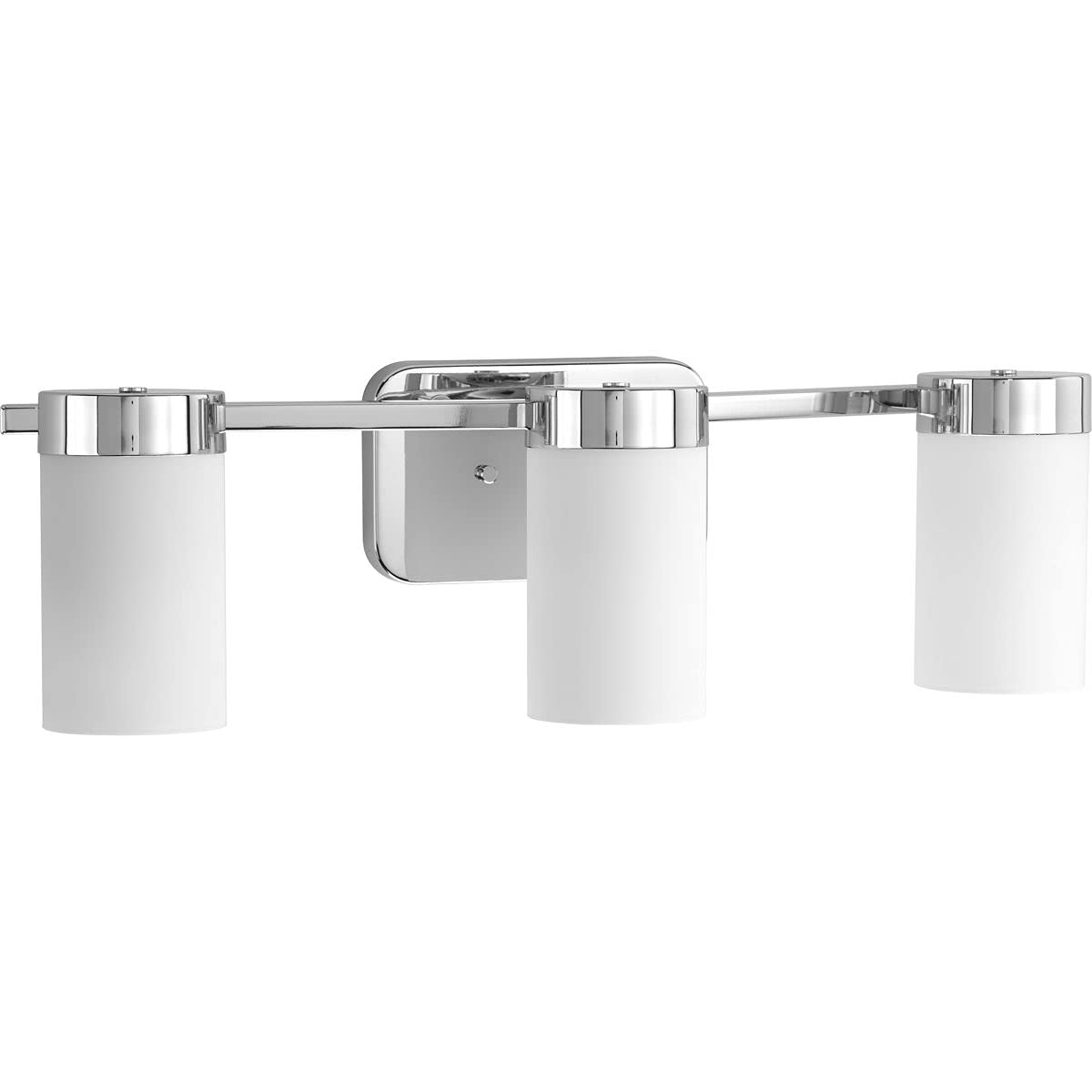 Progress Lighting Elevate Collection 3-Light Etched White Glass Mid-Century Modern Bath Vanity Light Polished Chrome