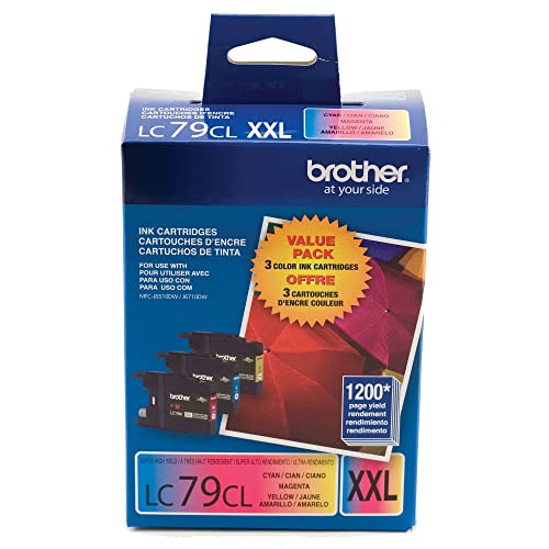 Brother Printer LC793PKS 3 Pack- 1 Each LC79C, LC79M, LC79Y Ink - Retail Packaging