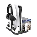 GAMFAMI Multi-Function Charging Stand with Cooling Fan for PS5 Disc/Digital Edition/PS5 Controller, Vertical Charger Cooling Storage Stand
