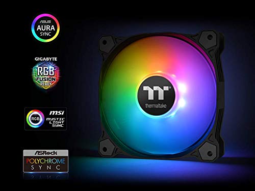 Thermaltake Pure 14 ARGB 5V Motherboard Sync/Analog Controller 16.8 Million Colors 9 Addressable LEDs 140mm Hydraulic Bearing Case/Radiator Fan, 3