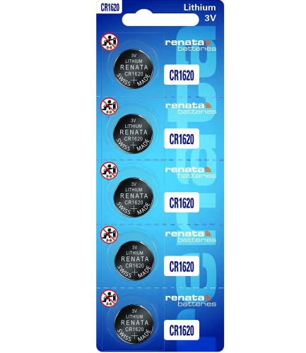 Renata CR1620 Batteries - 3V Lithium Coin Cell 1620 Battery (5 Count)