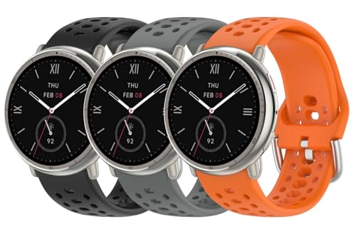 UPZOBU 20mm Watch Band for Amazfit Active 2 Band, 3 Pack