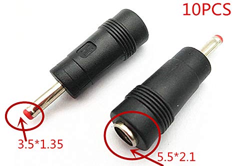 Longdex 12pcs DC Power Adapter 5.5x2.1mm Female Jack to 3.5x1.35mm Male Plug Electrical Socket Outlet for Laptop Interface Power Cable Connector