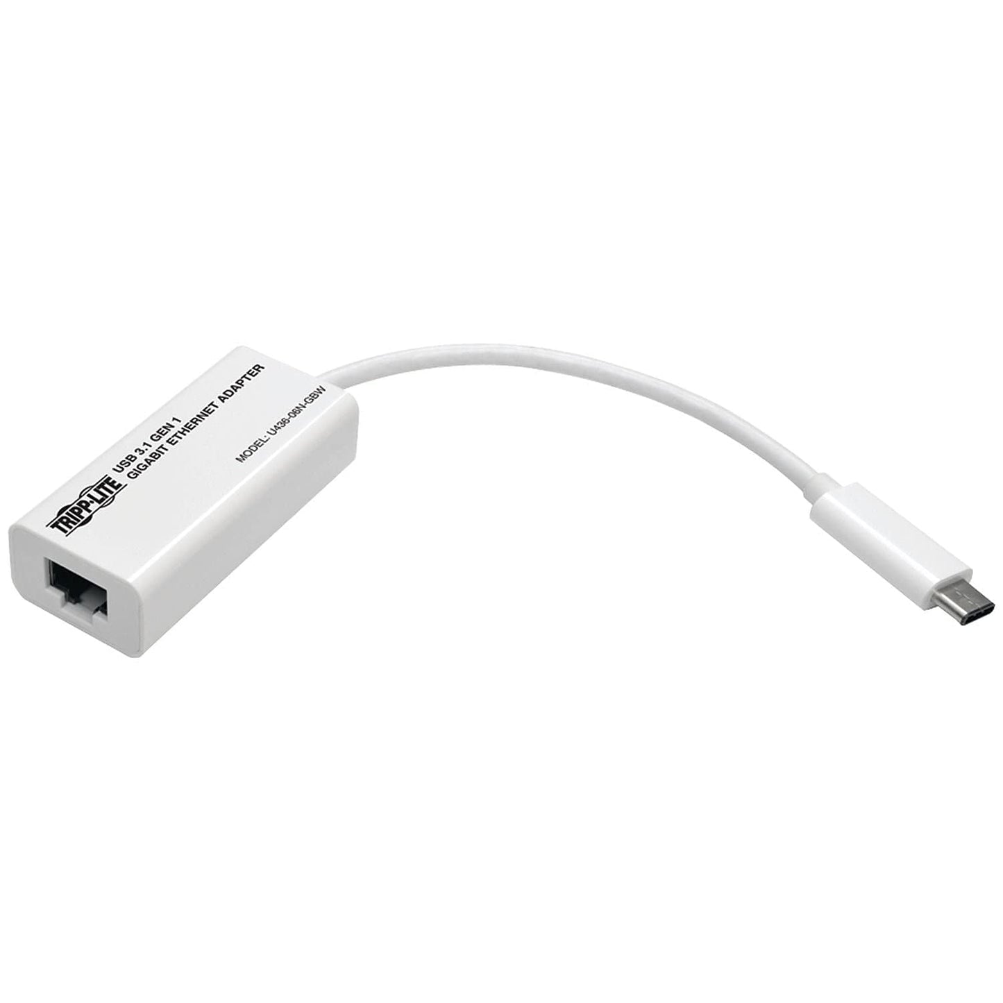 TRIPP LITE USB 3.1 Gen 1 Type-C to Gigabit Ethernet NIC Network Adapter 10/100/1000 Mbps White (U436-06N-GBW)