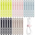 Oligei 25 Pcs Silicone Cable Ties, Cable Ties Reusable, High Elasticity Cord Wraps for Electrical Cords, Cord Organizer for Earphone, Phone