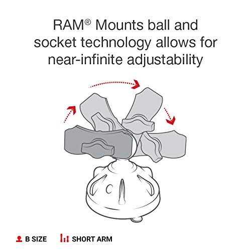RAM MOUNTS Phone Mount for Car Windshield & Dash with Low-Profile Twist-Lock Suction Cup, X-Grip Holder with Short Arm for Smartphones
