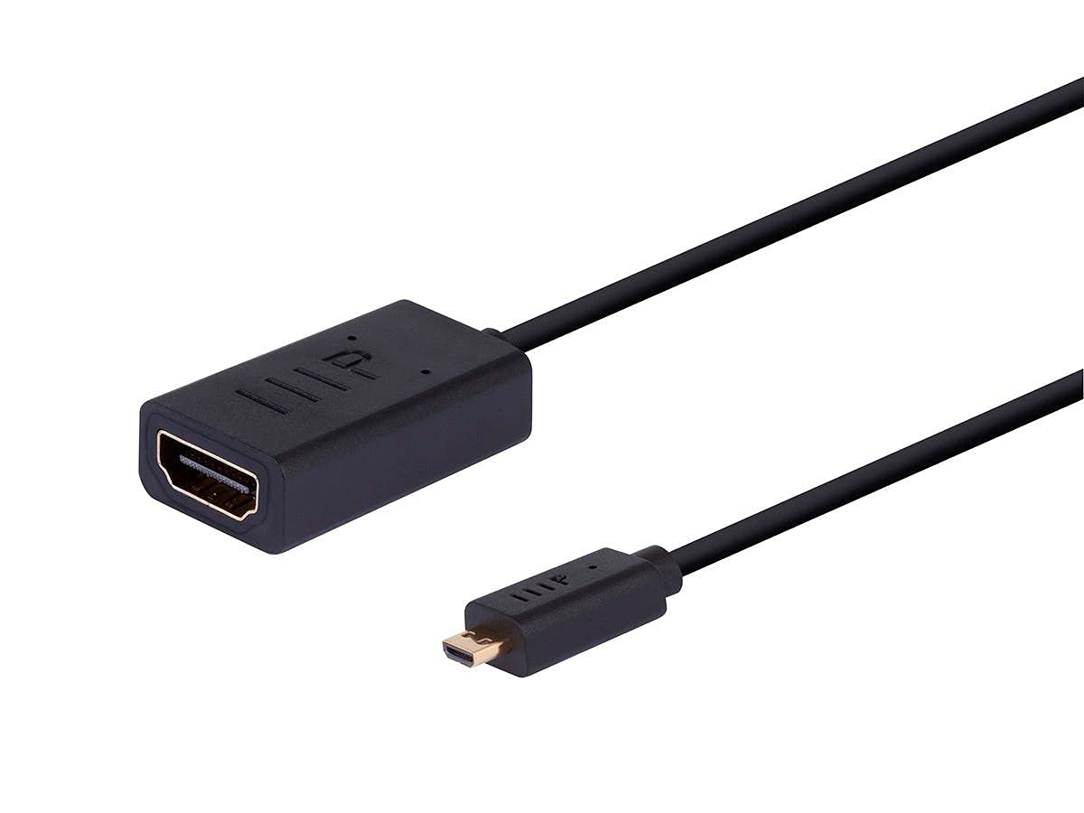 Monoprice 4K Small Diameter High Speed HDMI Female to Micro HDMI Male Passive Cable - 6 Inch - Black | 4K@60Hz, 18Gbps, 40AWG, Compatible with Gopro