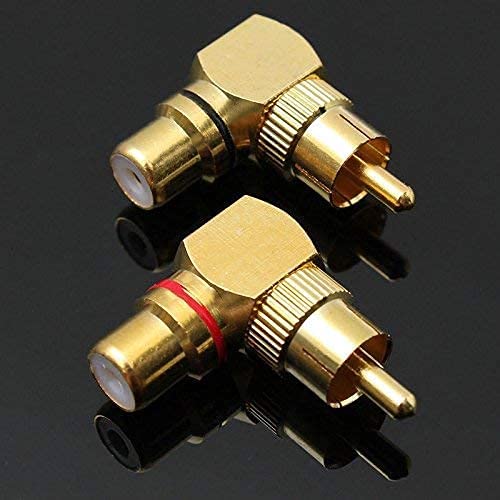 GDQLCNXB RCA Male to Female Adapter Right Angle for Audio Subwoofer Connection (2 Pack)