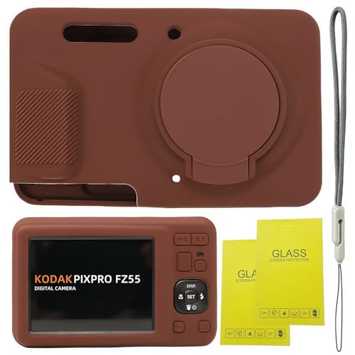 SZHSYJY Case for Kodak PIXPRO FZ55,FZ55 accessories,Soft Silicone Protective Case Removable Lens Cover,Comes with 2 Screen Protectors and 1 Wrist