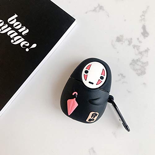 BONTOUJOUR Case Compatible with AirPods 1/2, Super Cute Creative Sitting Faceless Man No Face Man Holding Umbrella Design Case, Soft Silicone Earphone