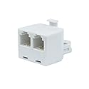 Monoprice RJ11 6P4C Modular T-Adapter - Male to 2x Female, Straight, White