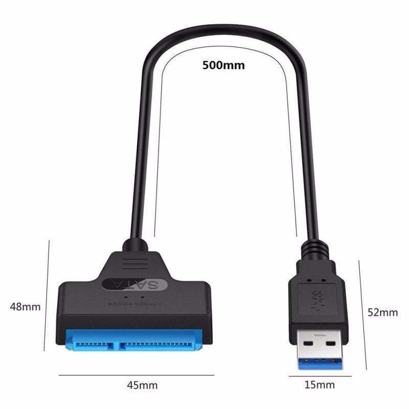 Yxflz SATA to USB 3.0 Cable - USB Adapter Compatible for 2.5" HDD & SSD Hard Drive Reader, External Hard Drive Converter Support UASP, Black