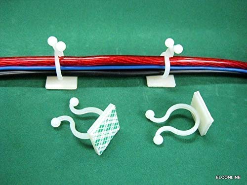 50 Pcs White Nylon Self-Adhesive Twist Locks Holder Cable Tie Clips