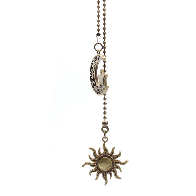 Ceiling Fan Pull Chain Set, 4 Piece Moon and Sun Pattern Pull Chain Extension Fan Pull Chain Pendant 12 Inch Ceiling Fan Chain Extender with Ball Fan