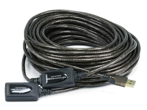 Monoprice USB 2.0 Male to Female Active Extension/Repeater Cable - Use with PlayStation, Xbox, Kinenct, Oculus VR, USB Flash Drive, Card Reader, Hard