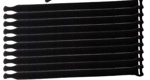Pack of 15 12" Black Hook and Loop Fastener Cable Tie Down Straps Reusable Cord Hook & Loop Cord Cable Speaker Power Cord Straps Tie Down
