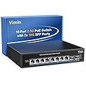 8 Port 2.5G PoE Switch Unmanaged, VIMIN 10x 2.5G Base-T PoE Switch, 2X 10G SFP+ PoE Switch IEEE802.3af/at, 80Gbps Ethernet Switching Capacity, 150W