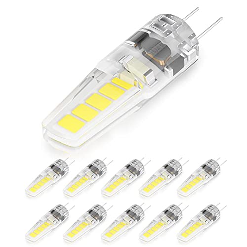 Letaclanic G4 SMD LED Light Bulbs, 3000K Warm White Lighting Dimmable, 3W Equivalent to 30W AC DC 12V-24V, Bi-pin LED Bulb Silicone G4 LED Bulbs (10