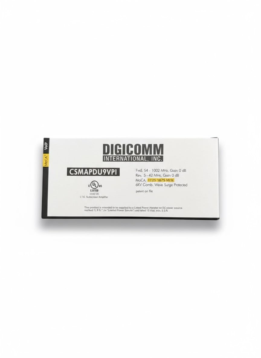 DIGICOMM CSMF1APDU9VPI HomeConnect 9-Port Passive VoIP MoCA Amplifier for Comcast, Xfinity, RCN, Optimum, Wow, COX, Spectrum