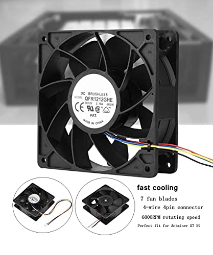 DC 12V 2.7A 6000RPM Cooling Fan Replacement 4 Pin Connector for Antminer S7 S9 with Speed Sensor Server Inverter Axial Case Cooling Fan