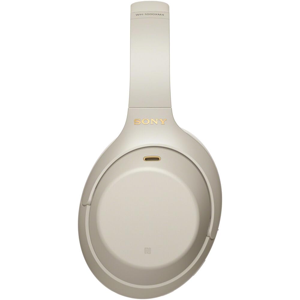 Sony WH-1000XM4 Wireless Noise-Canceling Over-Ear Headphones (Silver) with Mic for Phone-Call and Voice Control (WH1000XM4/S) + Headphone Stand + USB…