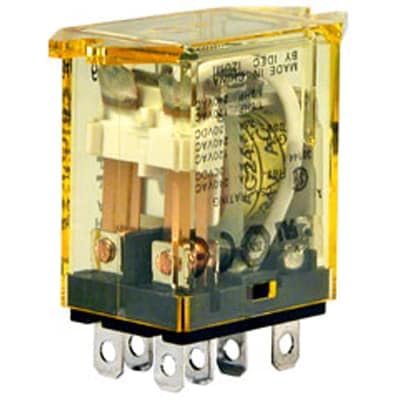 RH2B-UTDC24V, Relay, 10A Contact, DPDT, 24VDC Coil, Top Mount Bracket, Quick Connect - 0.187"