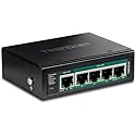 TRENDnet 5-Port Industrial Gigabit PoE++ Powered DIN-Rail Switch with PoE Pass-Through, TI-B541, Ethernet Splitter, 65W Power Budget, NDAA & TAA
