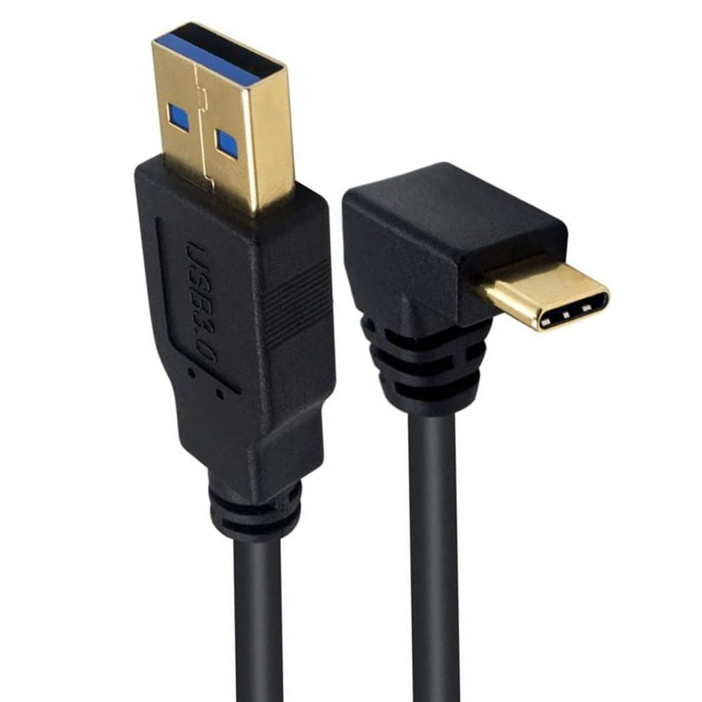 MTUERANC USB to USB C 90 Degree Cable, 5FT Type A Male to Type C Male Up & Down Angle Fast Charging Cable for Mobile Phones, Tablets (1.5m)