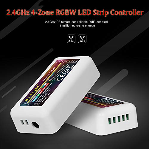 S NMT Mi Light Wireless 2.4G RF RGB + White/Warm White Controller Kit, 4 x Controllers and 4-Zone Remote, Wi-Fi Bridge Compatible, 4CH Multicolor