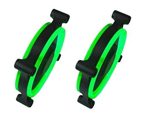 APEVIA 212L-CGN 120mm Silent Dual Rings Green LED Fan with 32 x LEDs & 8 x Anti-Vibration Rubber Pads (2 Pk)