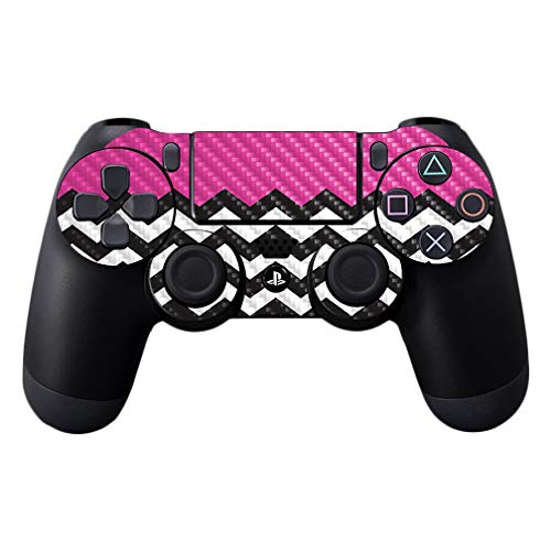 MightySkins Carbon Fiber Skin for Sony PS4 Controller - Hot Pink Chevron | Protective, Durable Textured Carbon Fiber Finish | Easy to Apply, Remove