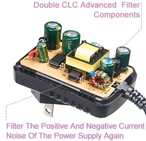 Pigtone DC 9V 1A Guitar Pedal Professional Power Supply Adapter AC Wall Charger Adapter One Spot 5.5mmX2.1mm (Tip Negative) Low Noise for Most Effect…