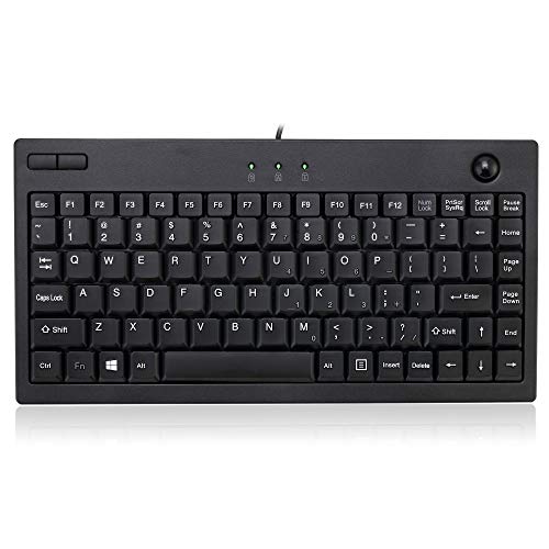 Adesso AKB-310UB Wired USB Mini Trackball Keyboard, Black