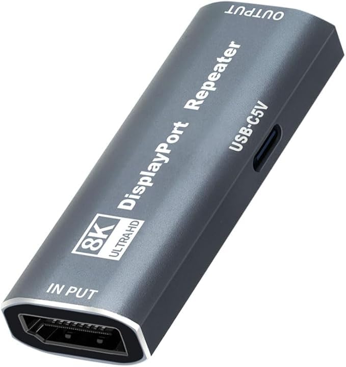 Techigher DisplayPort Repeater Amplifier Signal Booster - 4K@240Hz 33ft,4K@60Hz 82ft Extender, DisplayPort Booster Female to Female Plug & Play,