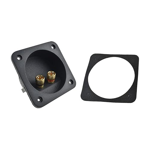 Hahiyo 80mm Diameter Square Speaker Box Terminal Cup Withstand Higher Sound Pressure Less Resonance Connect Securely Binding Post Connector Black 2