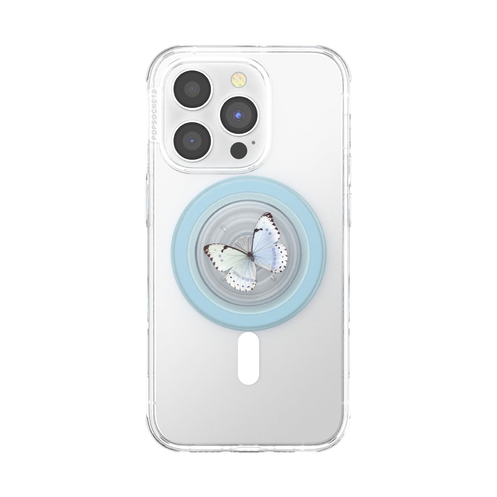 PopSockets Phone Grip for MagSafe, Magnetic Holder, Phone Stand, Butterfly - Whisper Moth