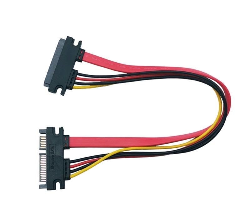 Art&Beauty 2Pcs 19.69inche SATA Power Extension Cable 22 Pin SATA 2.0 Male to Female Combo Data Power Extension Cable for SSD, HDD,Optical