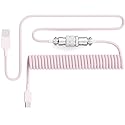 PWNAGE Ultra Custom Coiled Aviator USB C Cable for Gaming Keyboard, Double-Sleeved Mechanical Keyboard Cable with Detachable Metal Aviator, 1.8M USB-A