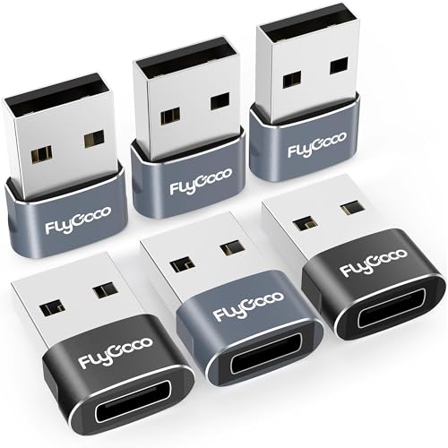 FlyCoco 6 Pack USB to USB C Adapter, USB C Female to A Male Adapter Plug Converter USB C for Apple Watch Ultra 9 10, iPhone 16 15 14 13 Plus Pro Max…