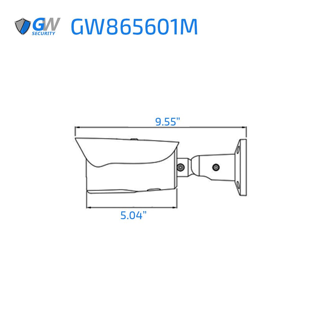 GW Security 4K 8MP TAA & NDAA Compliant 5X Optical Zoom 2.7-13.5mm Motorized Lens Outdoor Indoor Microphone PoE IP Bullet Security Camera (GW865601M)