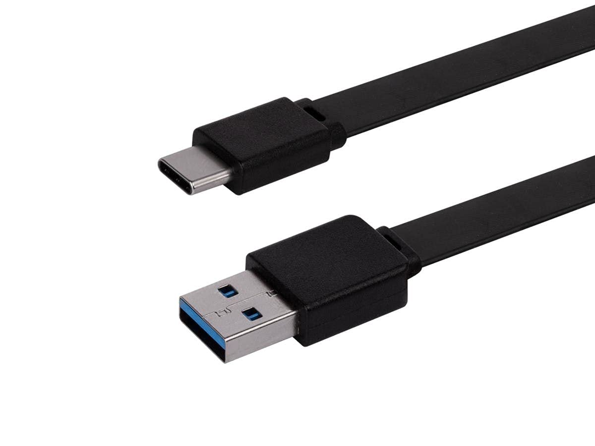Monoprice Flat USB Type-C to Type-A 3.2 Gen1 Charge and Sync Cable - 5Gbps, 3 Amp Charging, Reversible Connector, Resists Tangling, Compatible