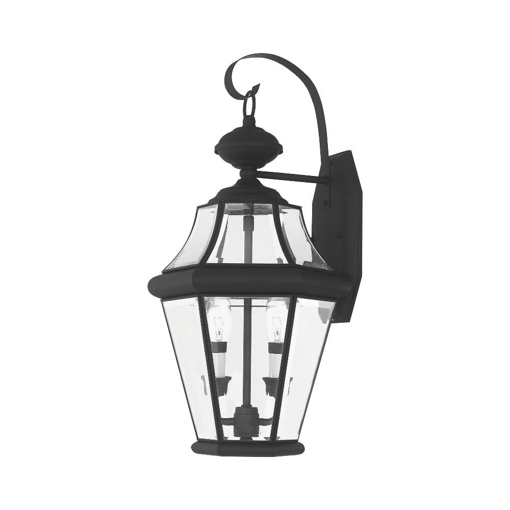 Livex Lighting 2261-91 Georgetown 2 Light Outdoor Wall Lantern, Brushed Nickel