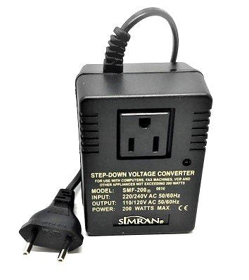 Simran SMF-200 Deluxe 200 Watts Step Down Voltage Converter for International Travel to AC 220V/240V Countries, Ideal for Laptops, Cameras, iPhones…