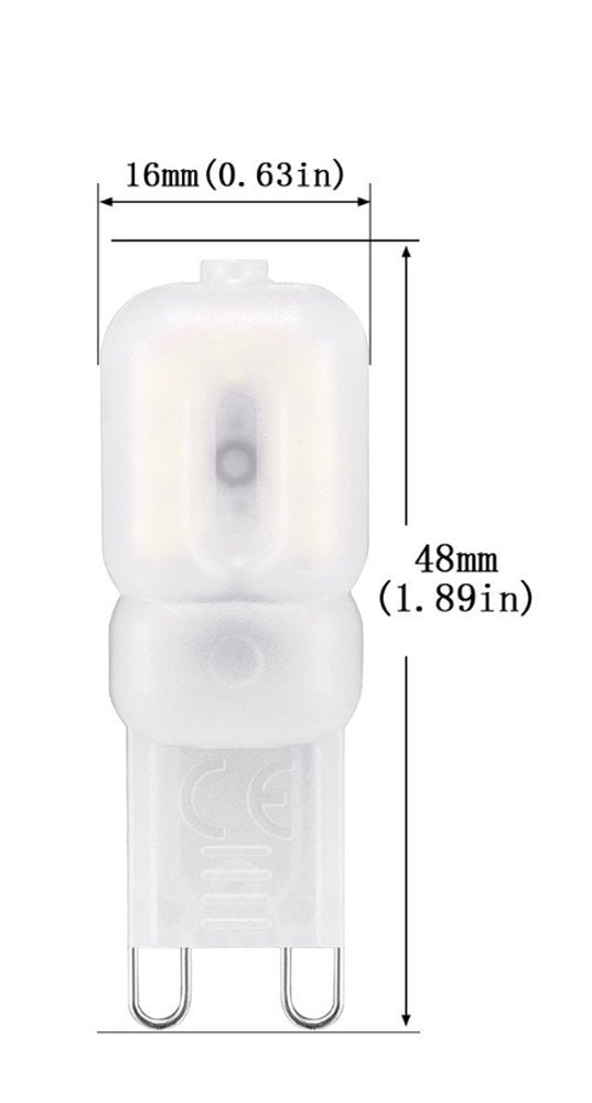 G9 LED Bulbs 6000K Daylight White 3W Dimmable Frosted Light Lamps 30W Halogen Equivalent 450 Lumen CRI >90Ra T4 G9 Bi-Pin Base 120V,10 Pack