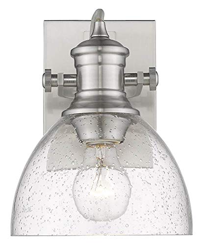Golden Lighting 3118-BA1 PW-SD Hines Vanity Light, Pewter with Seeded Glass