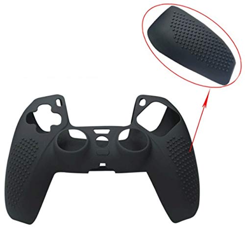 Soft Anti-Slip Silicone Protective Case Cover Skin Grip with Joystick Caps for PS5 Controller Gamepad (Black)
