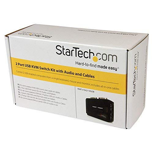StarTech.com SV211KUSB 2 Port Black USB KVM Switch Kit with Audio and Cables