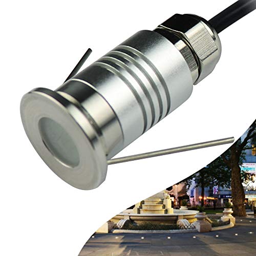 CNBRIGHTER LED Mini In-Ground Well Light-Finger Size,1W 12V DC,120° Wide Beam Angle,IP67 Waterproof,Recessed Marker Indicator Underground Outdoor